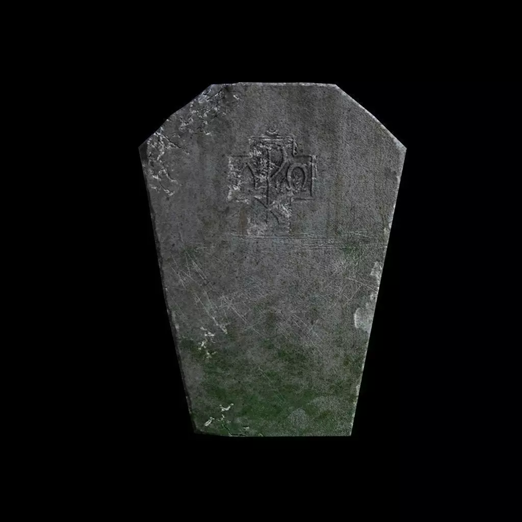 OldGravestone1 gravestone Low-poly 3D model_0