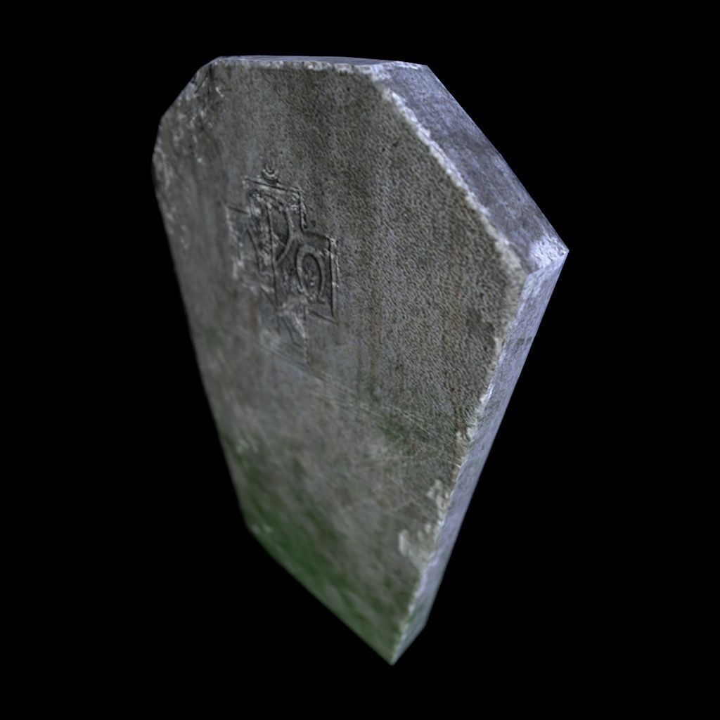 OldGravestone1 gravestone Low-poly 3D model_4