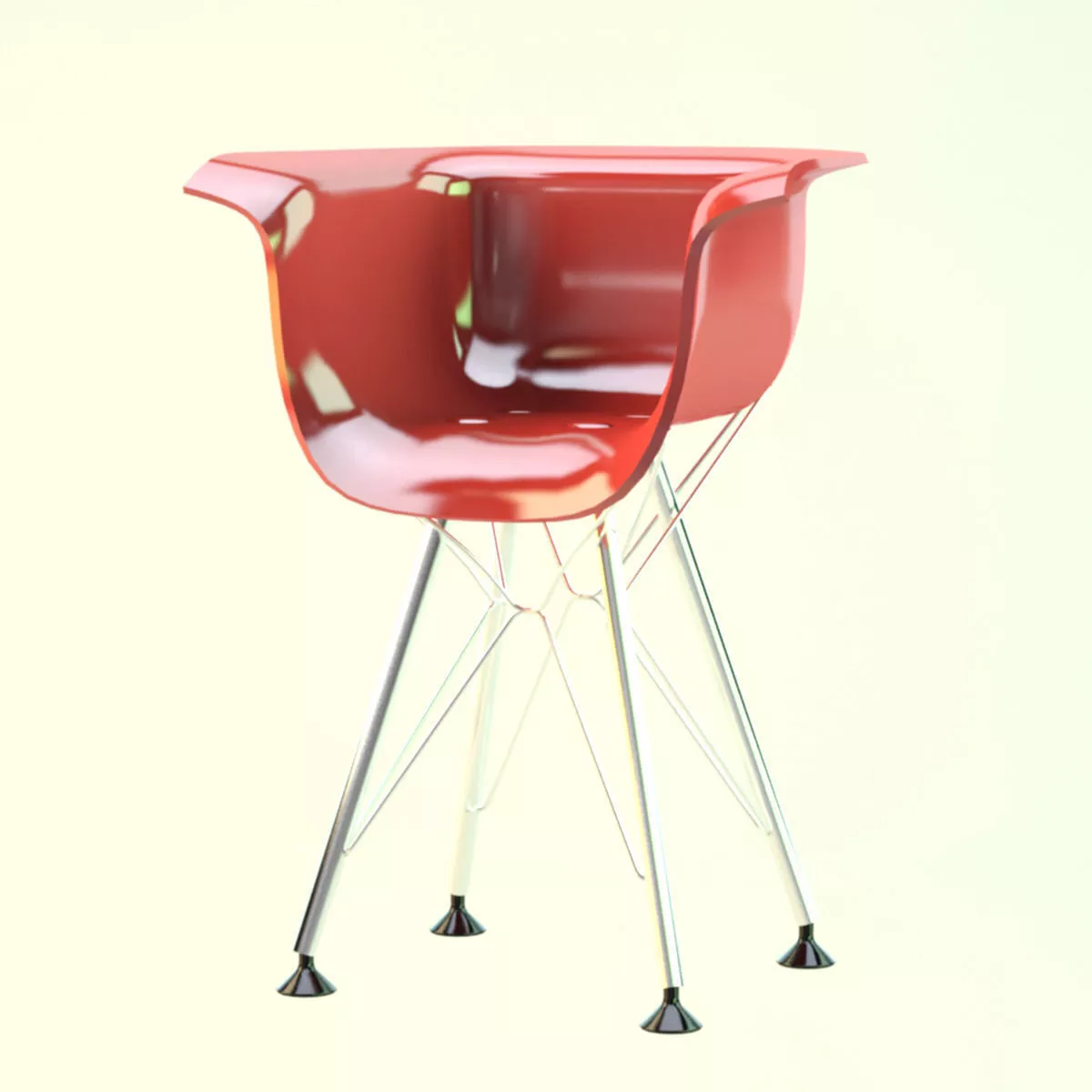 Red Chair Low-poly 3D model