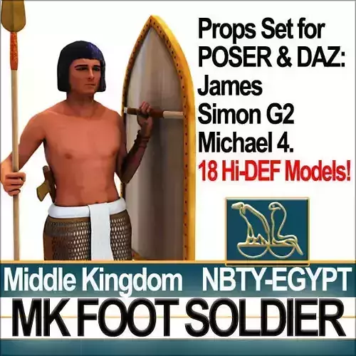 Ancient Egyptian MK Foot Soldier Set Poser Daz 3D model