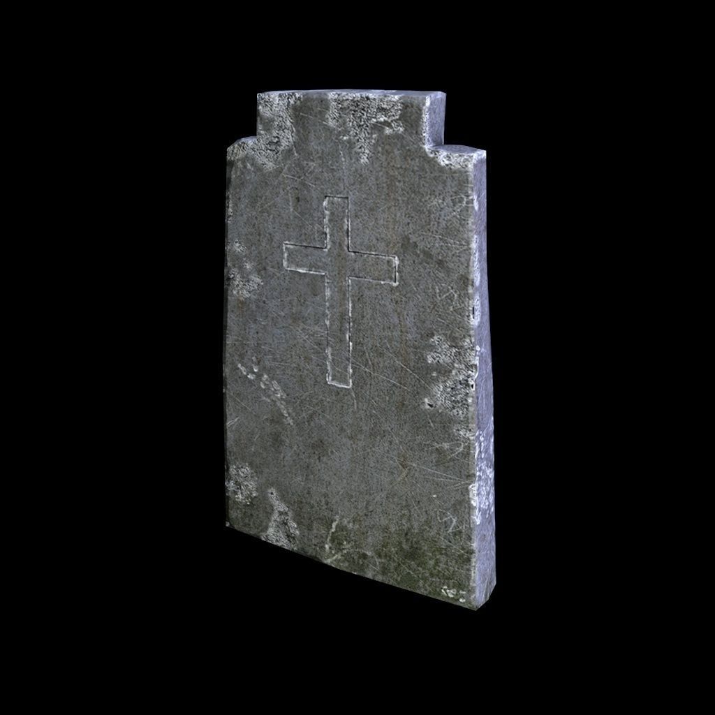 OldGravestone2 gravestone with cross Low-poly 3D model_2