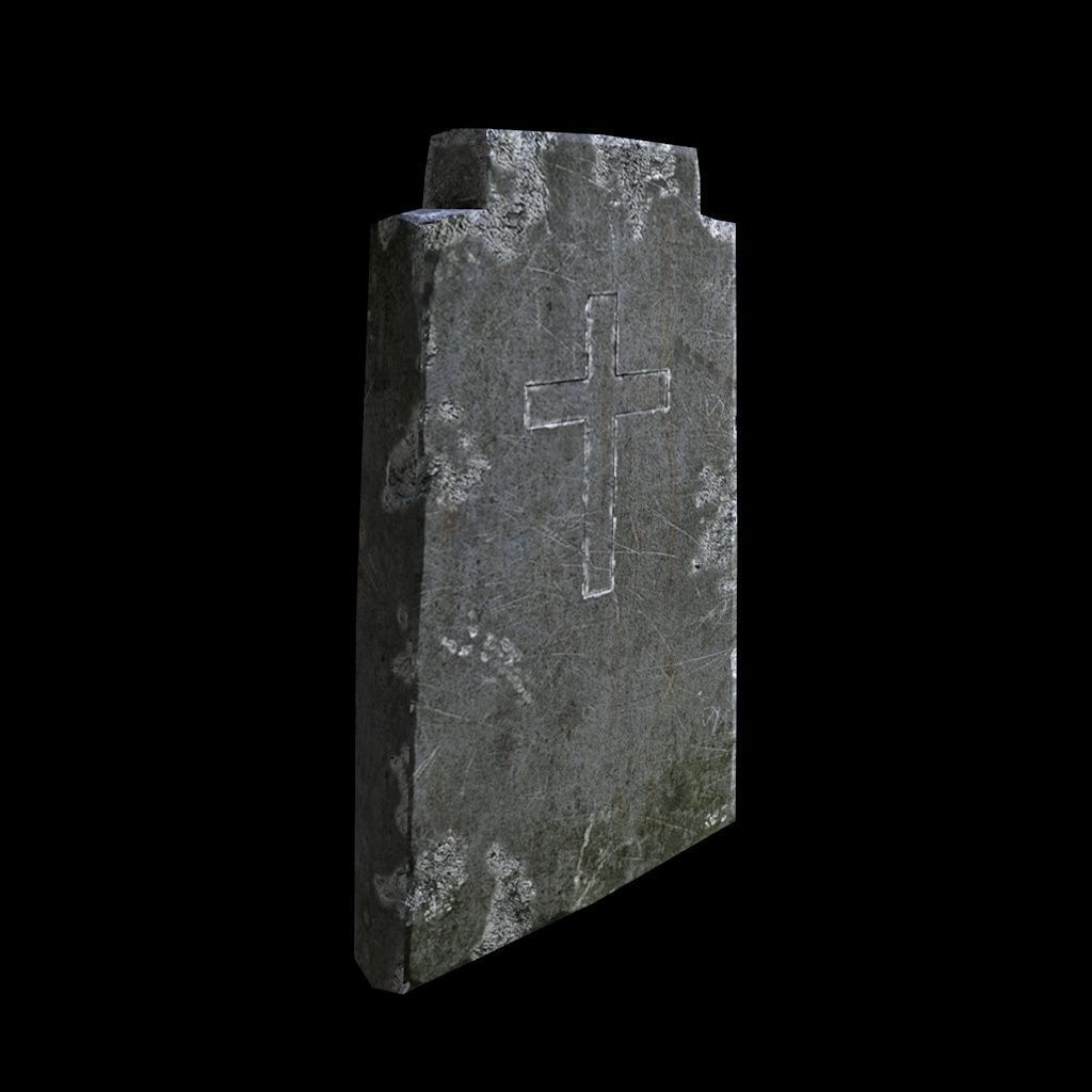 OldGravestone2 gravestone with cross Low-poly 3D model_1
