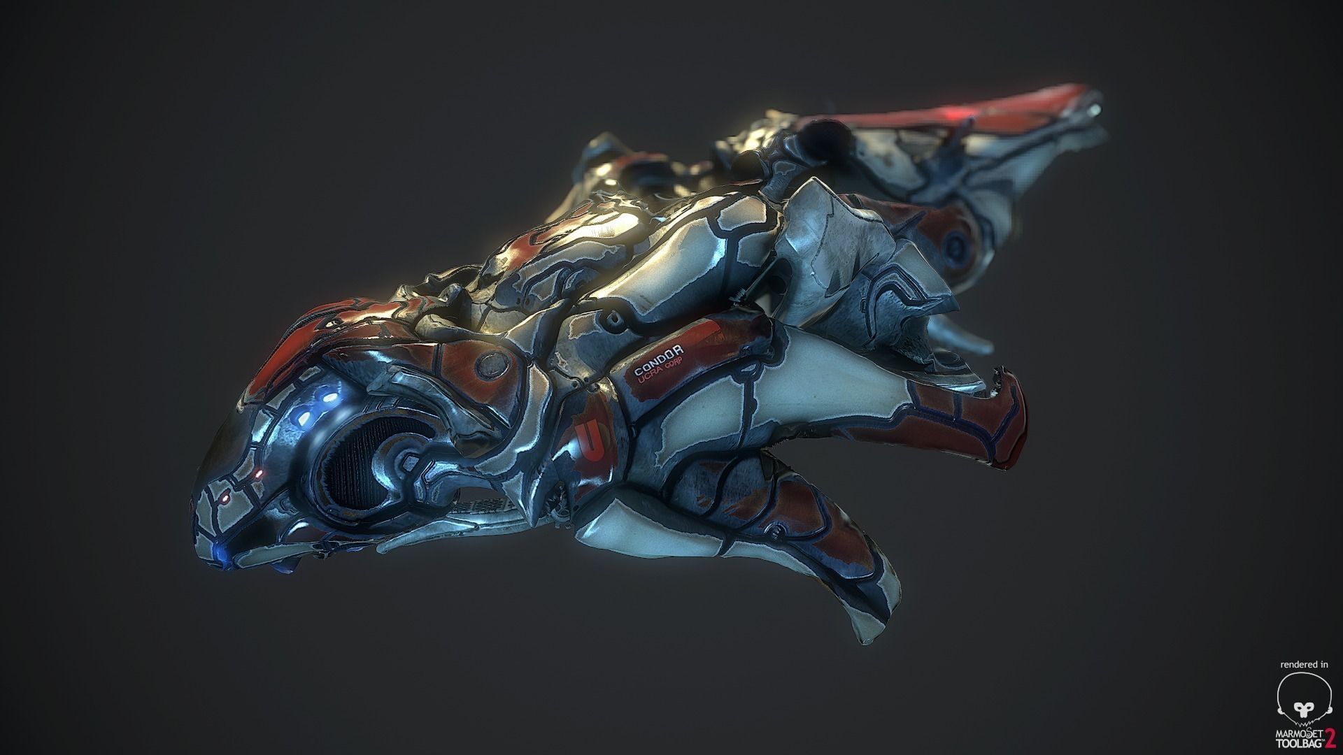 SciFi Spaceship Condor Low-poly 3D model_0