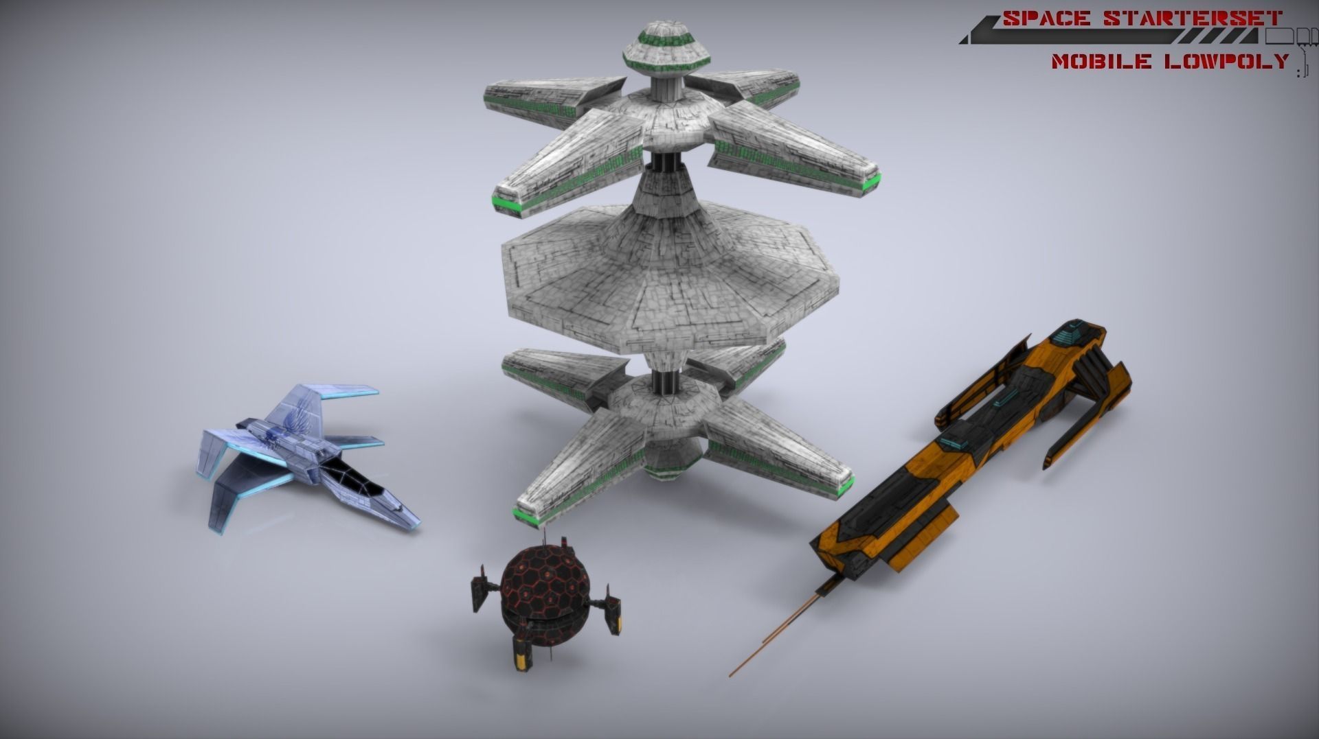 Scifi Space Starterkit Lowpoly  Free low-poly 3D model_0