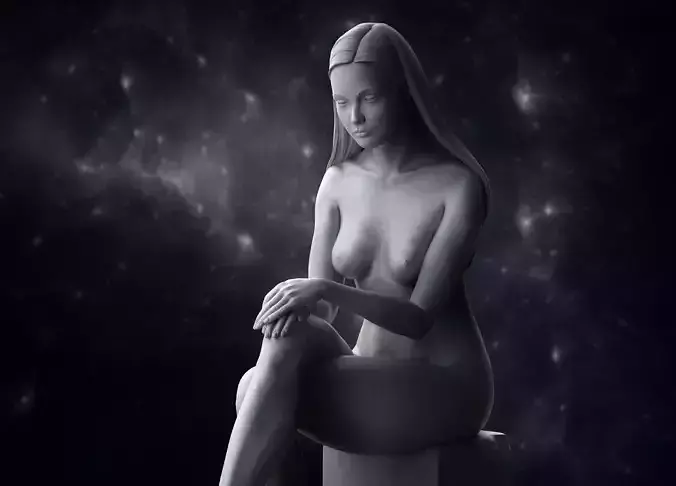 Girl Sitting Sculpture Zbrush 