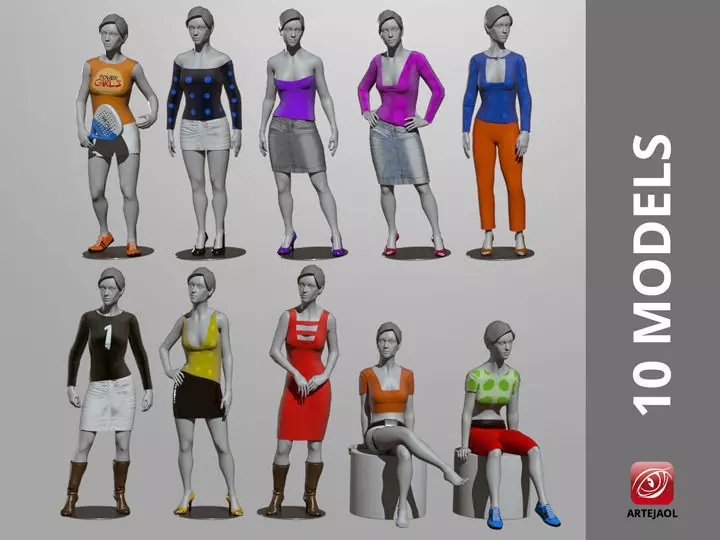 MannequinGirlPack A mannequins 3D model