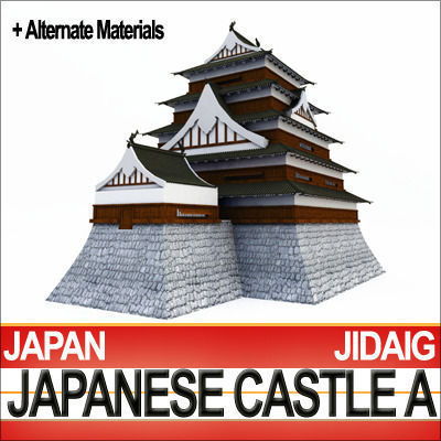 Japanese Castle A and Fortified Pond 3D model_4