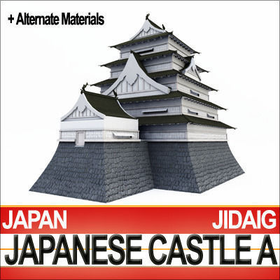 Japanese Castle A and Fortified Pond 3D model_11
