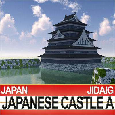 Japanese Castle A and Fortified Pond 3D model_13