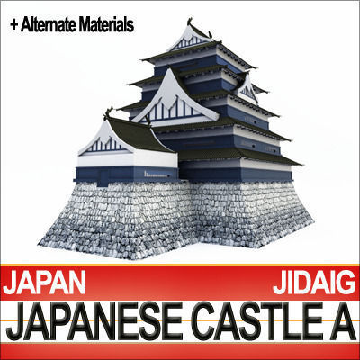 Japanese Castle A and Fortified Pond 3D model_7