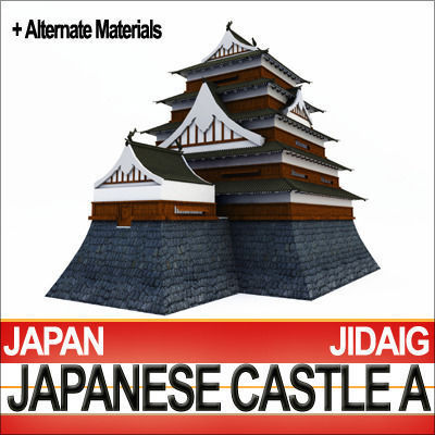Japanese Castle A and Fortified Pond 3D model_9