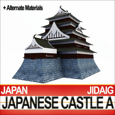 Japanese Castle A and Fortified Pond 3D model_5