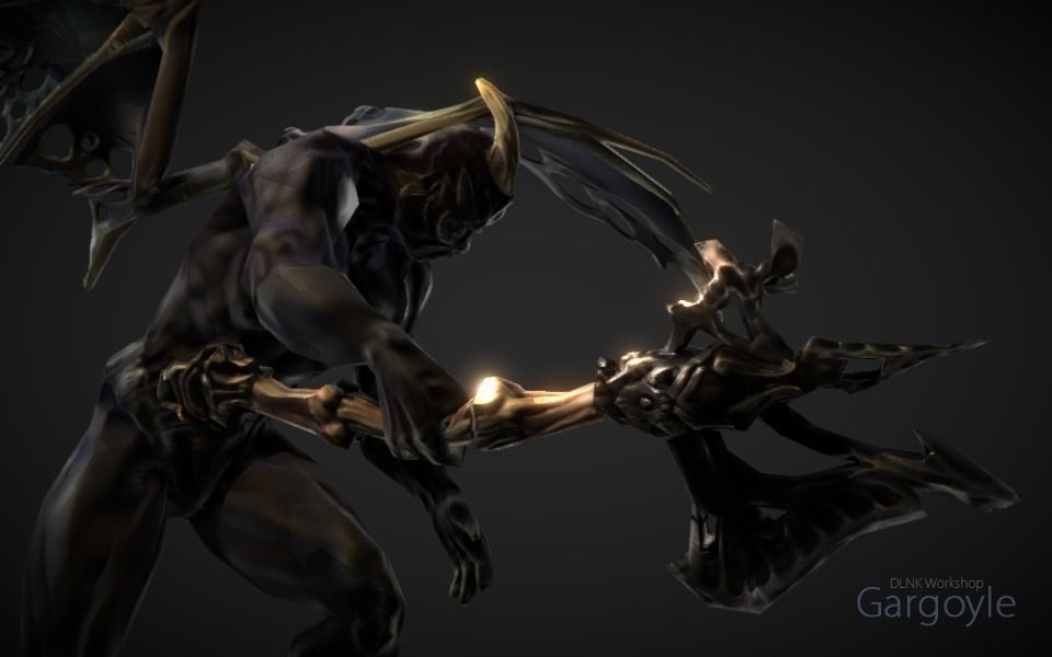 Gargoyle demon Low-poly 3D model_9