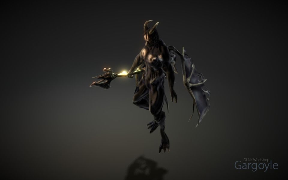 Gargoyle demon Low-poly 3D model_10