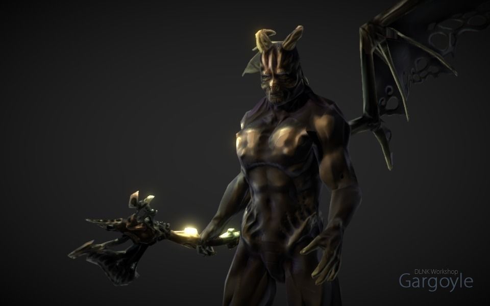 Gargoyle demon Low-poly 3D model_1