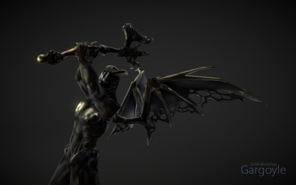 Gargoyle demon Low-poly 3D model_3