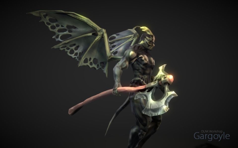 Gargoyle demon Low-poly 3D model_2