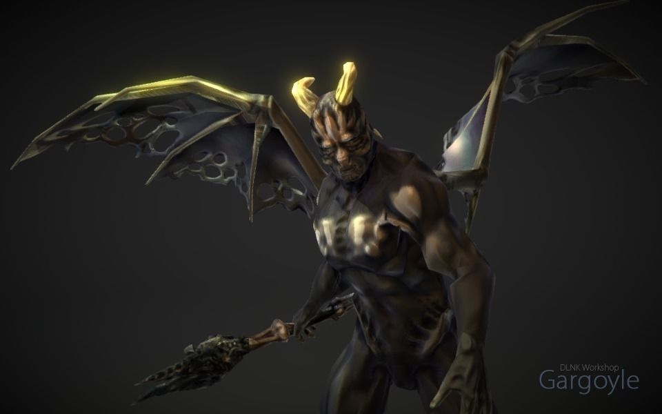 Gargoyle demon Low-poly 3D model_8