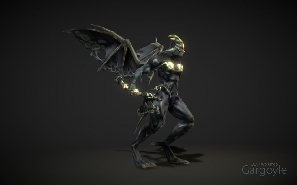 Gargoyle demon Low-poly 3D model_4