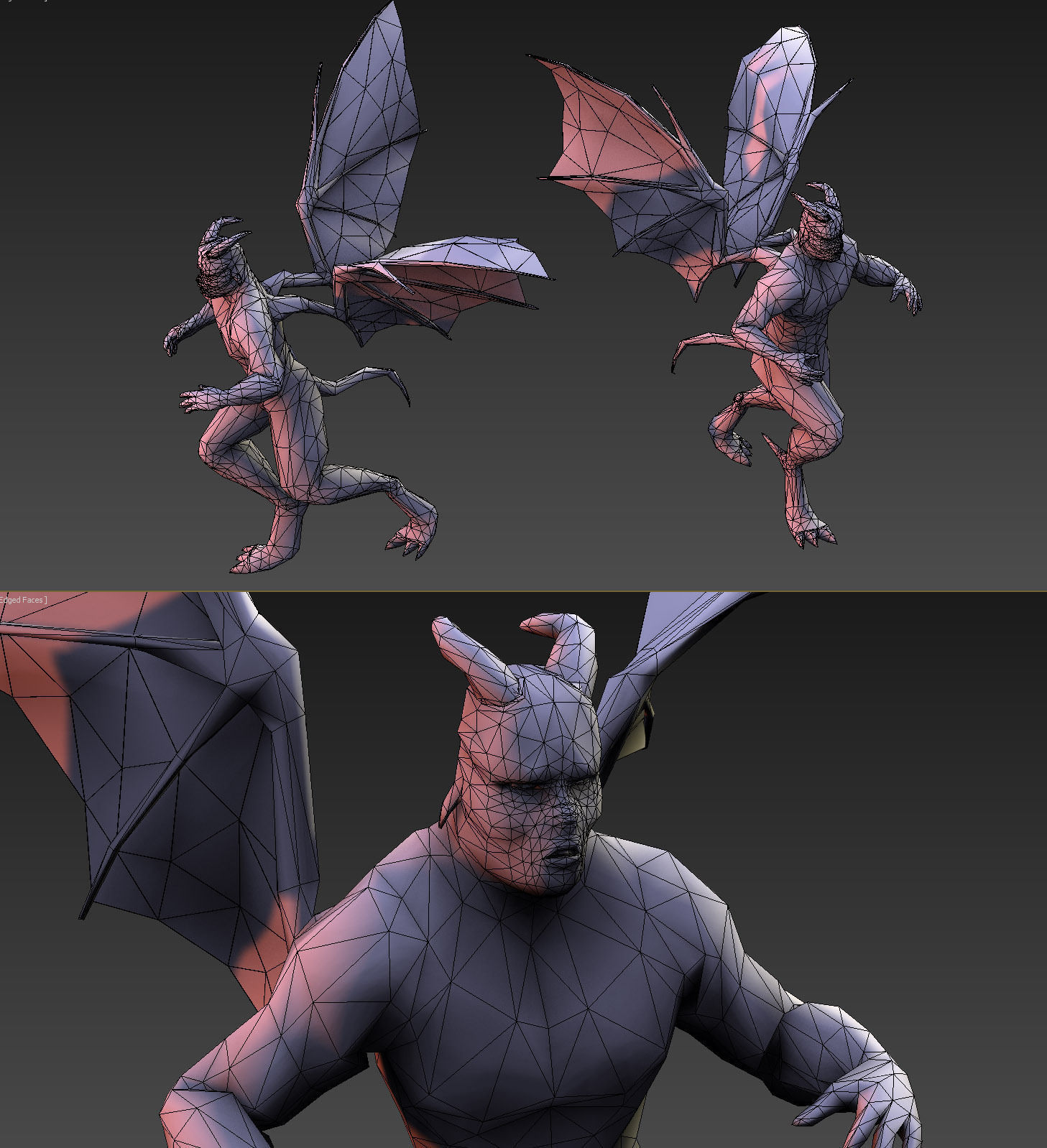 Gargoyle demon Low-poly 3D model_5