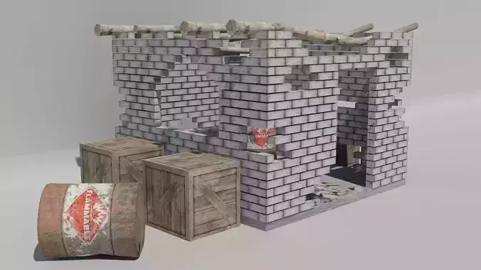 War Ruin Free low-poly 3D model