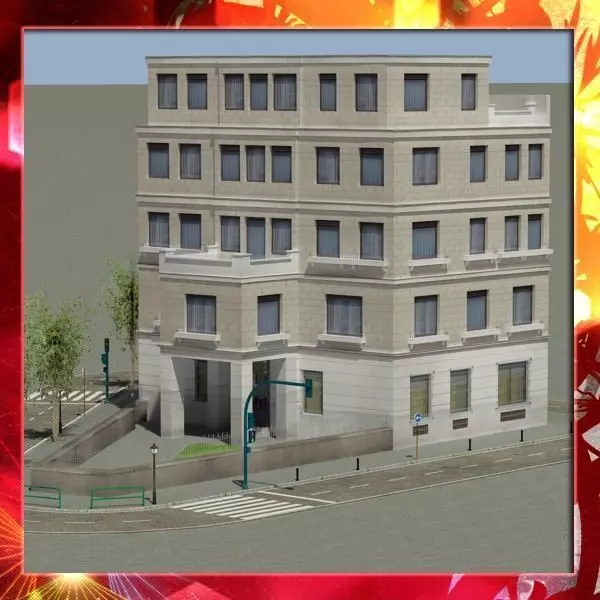 Building on corner of street 3D model_0