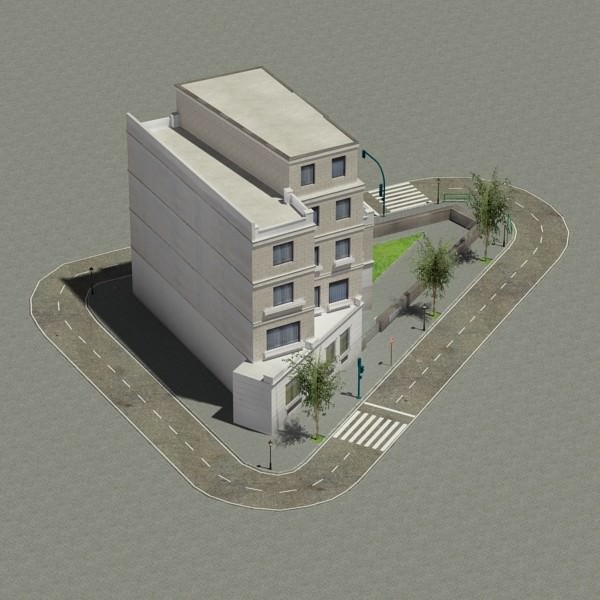 Building on corner of street 3D model_3