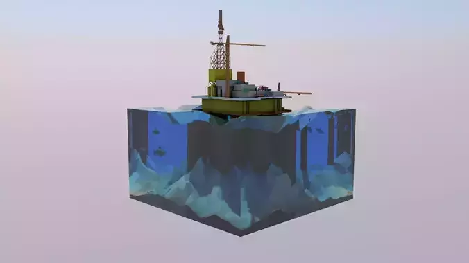 Lowpoly Style Oilrig Model 