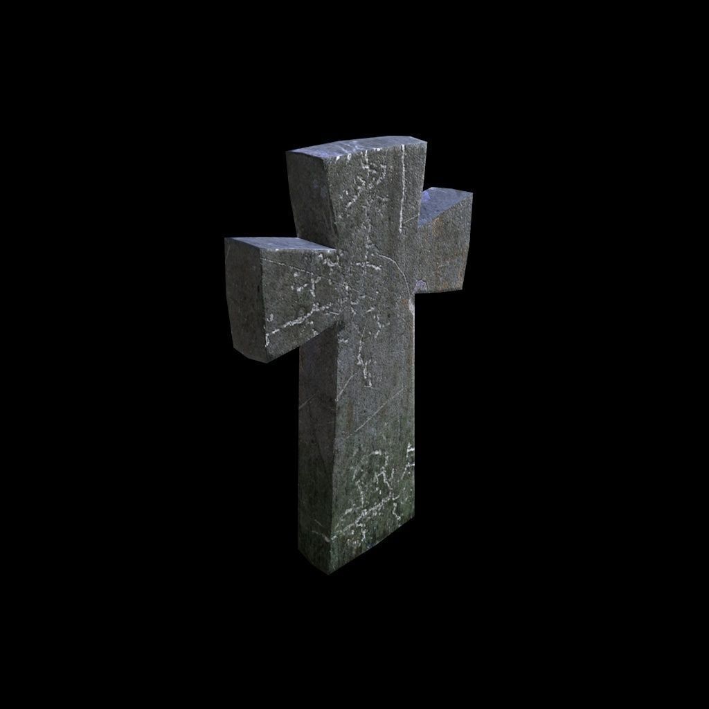 OldGravestone3 stone cross Low-poly 3D model_1