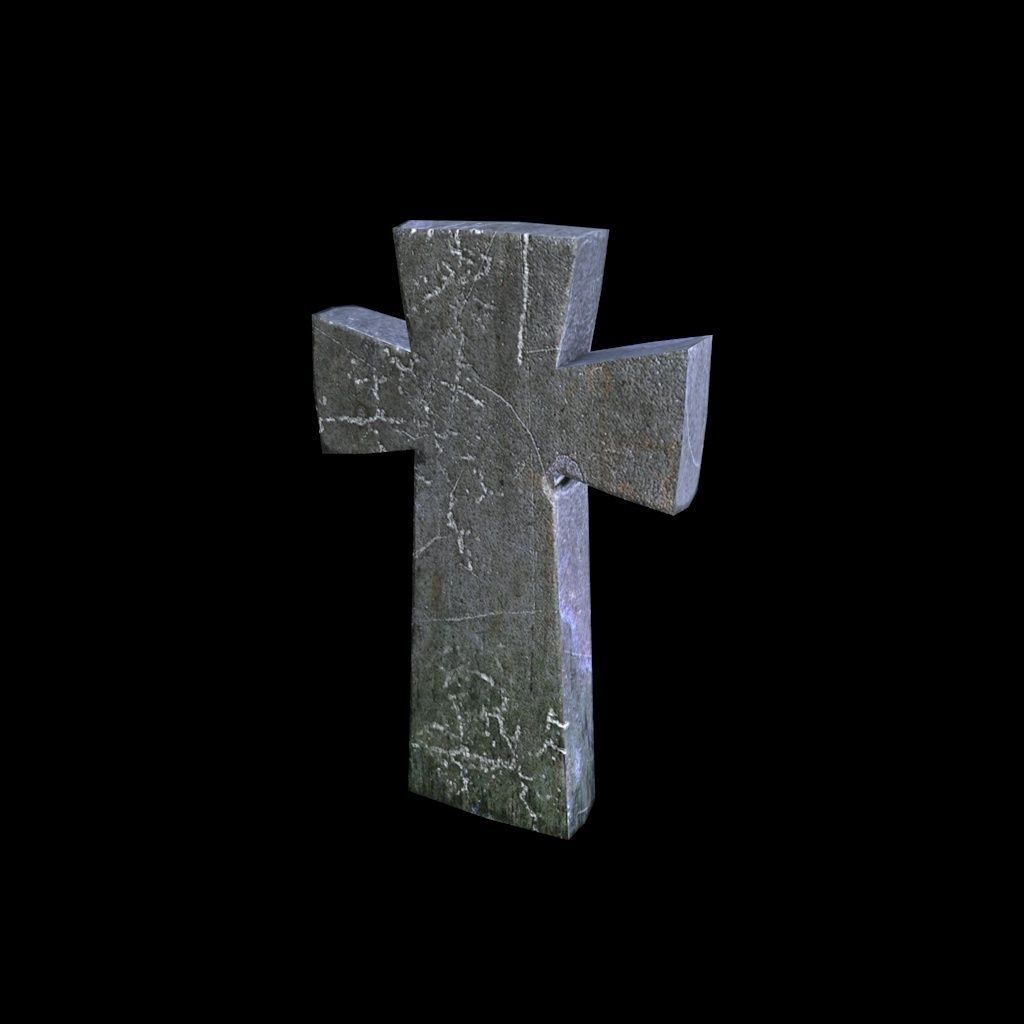 OldGravestone3 stone cross Low-poly 3D model_2