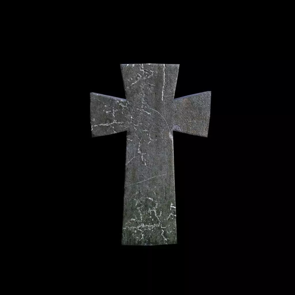 OldGravestone3 stone cross Low-poly 3D model_0