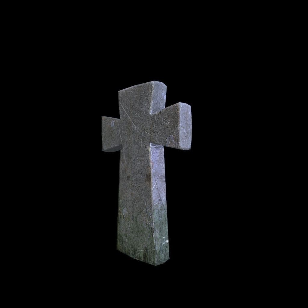 OldGravestone3 stone cross Low-poly 3D model_3