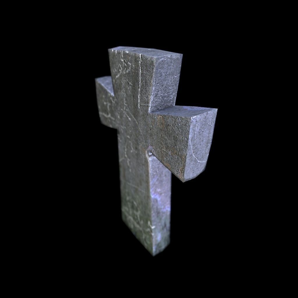 OldGravestone3 stone cross Low-poly 3D model_4