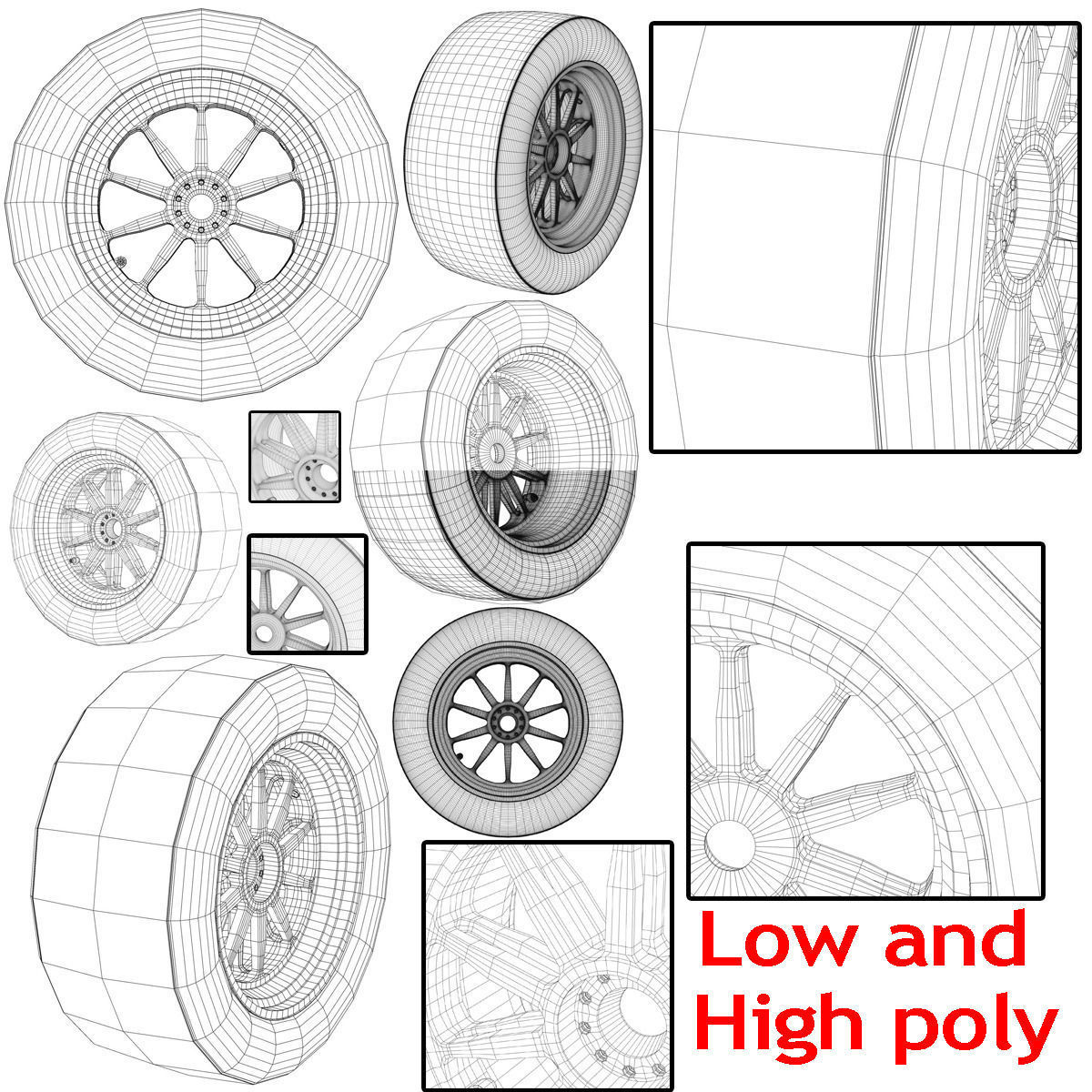 18 inches Soft front tyre Low-poly 3D model_3