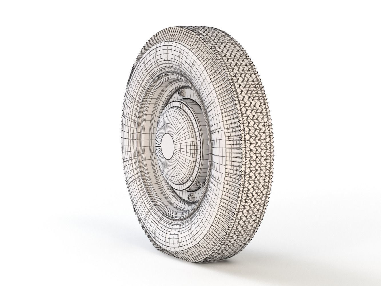 Vintage Car Wheel 3D model_4