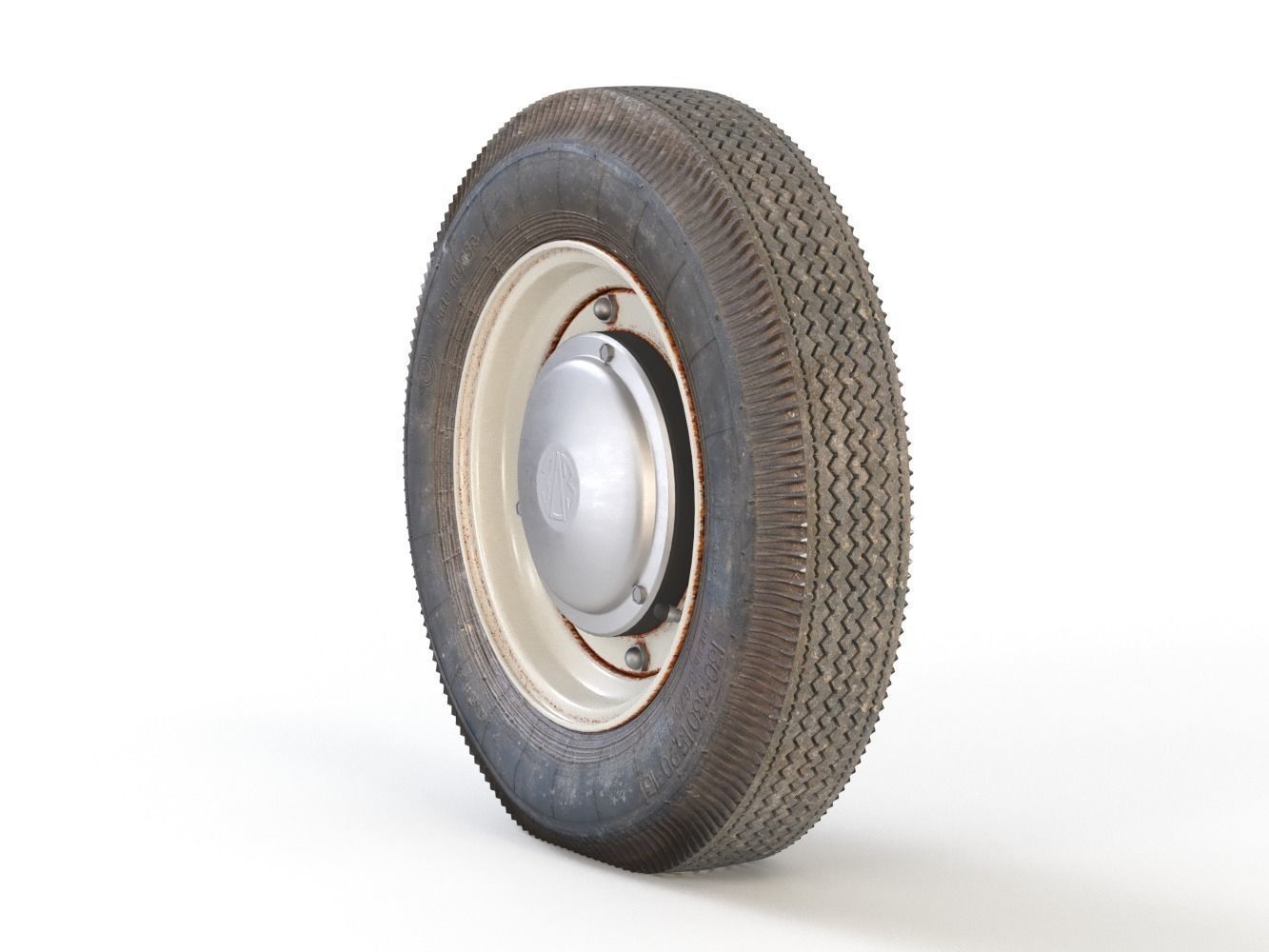 Vintage Car Wheel 3D model_1