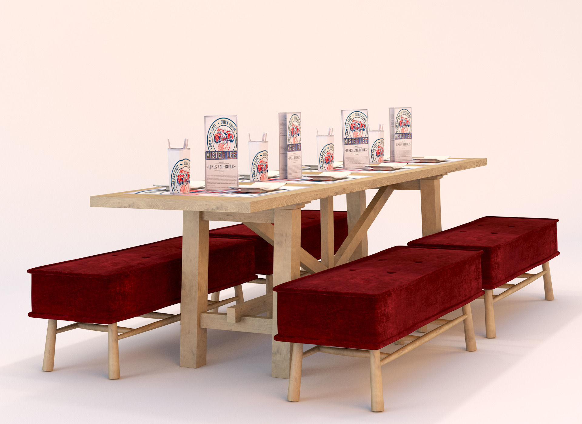 Table Set for Restaurante 3D model_2