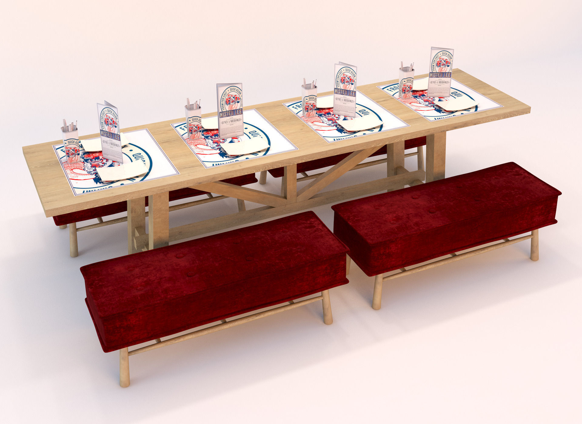Table Set for Restaurante 3D model_3