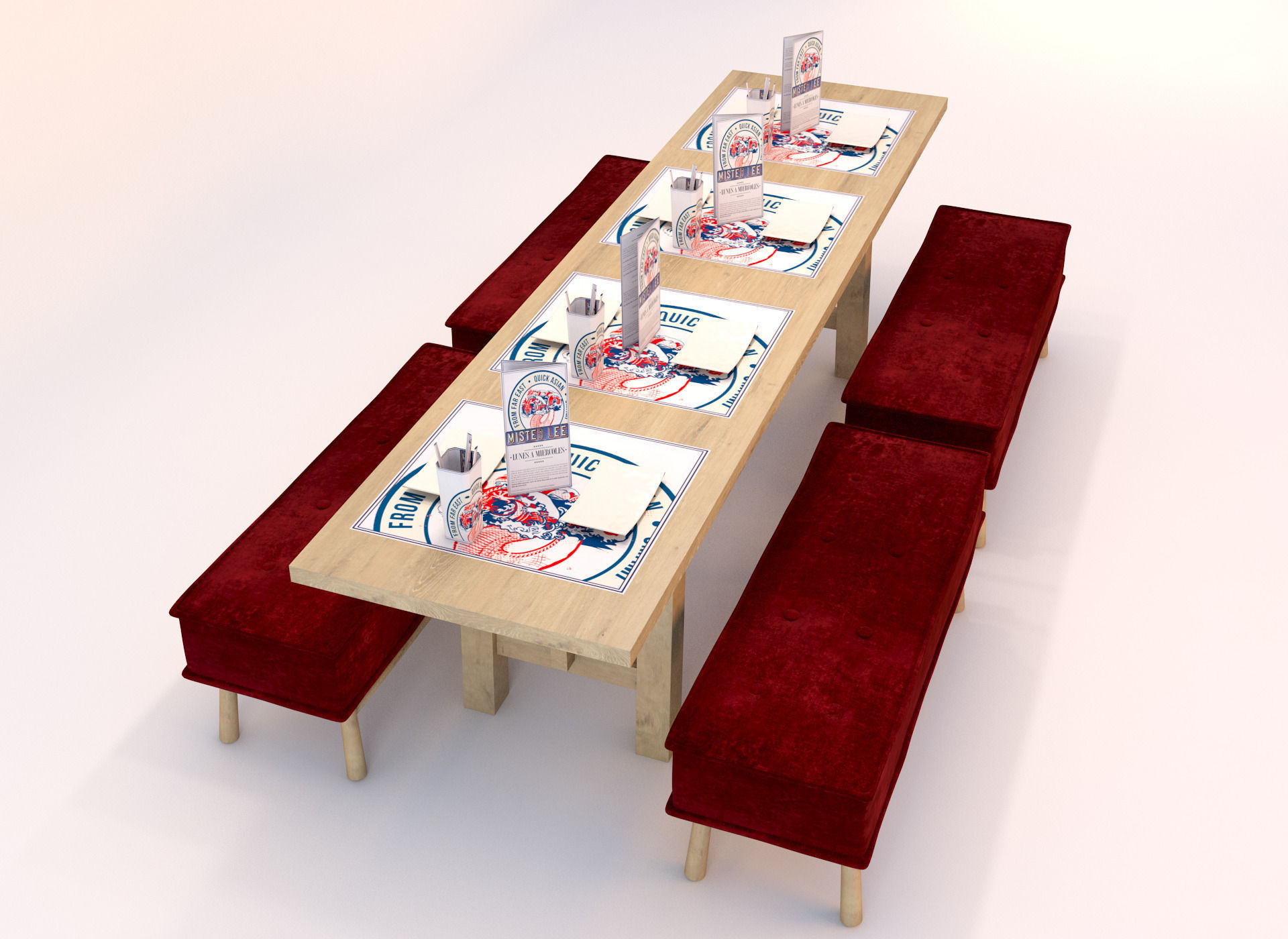 Table Set for Restaurante 3D model_4