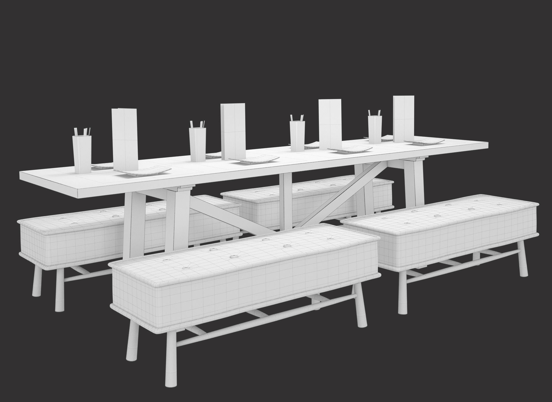 Table Set for Restaurante 3D model_11