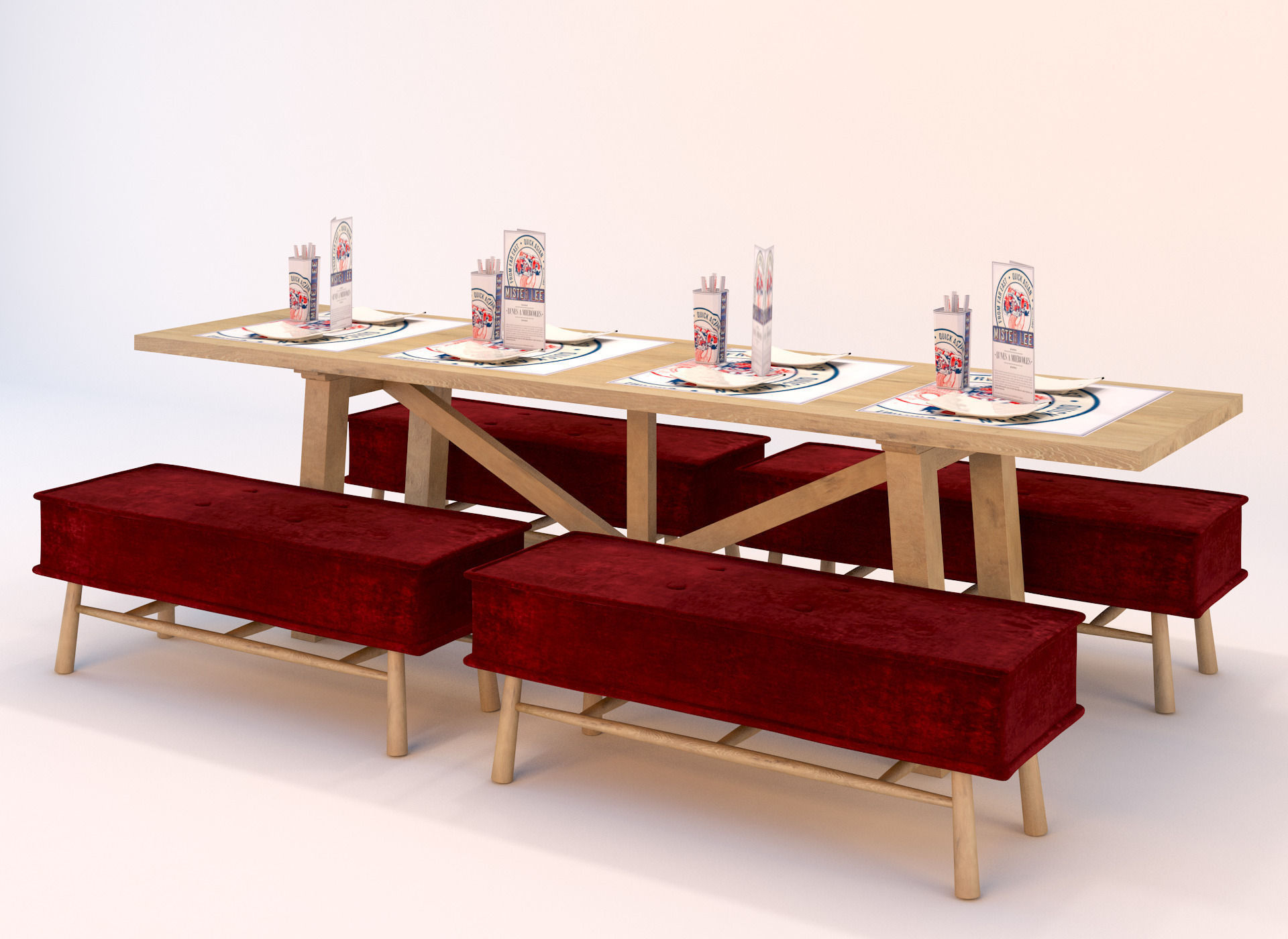 Table Set for Restaurante 3D model_1