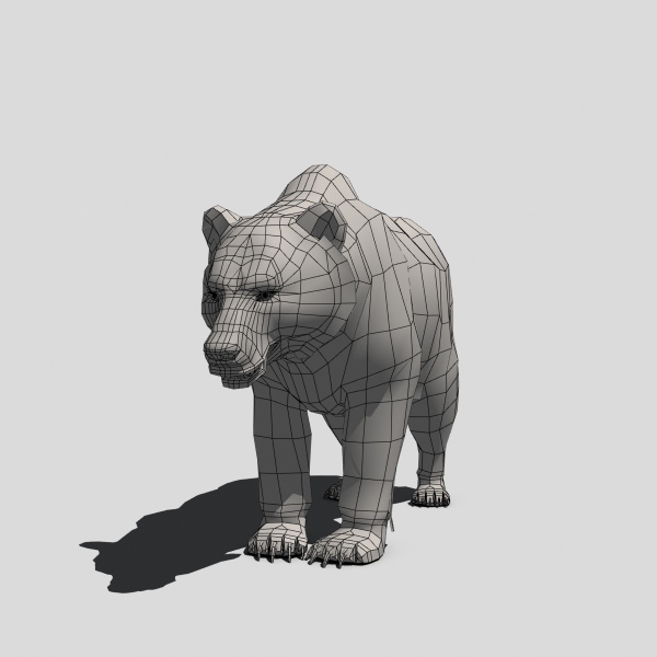 Grizzly Bear Animated Low-poly 3D model_9