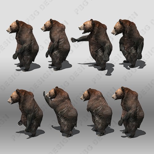 Grizzly Bear Animated Low-poly 3D model_4