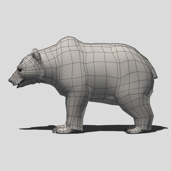 Grizzly Bear Animated Low-poly 3D model_7