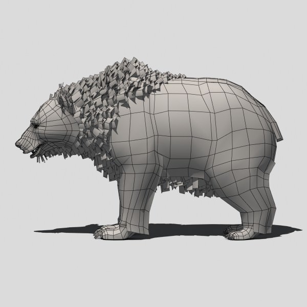 Grizzly Bear Animated Low-poly 3D model_6