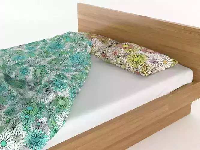 Bed with flower duvet