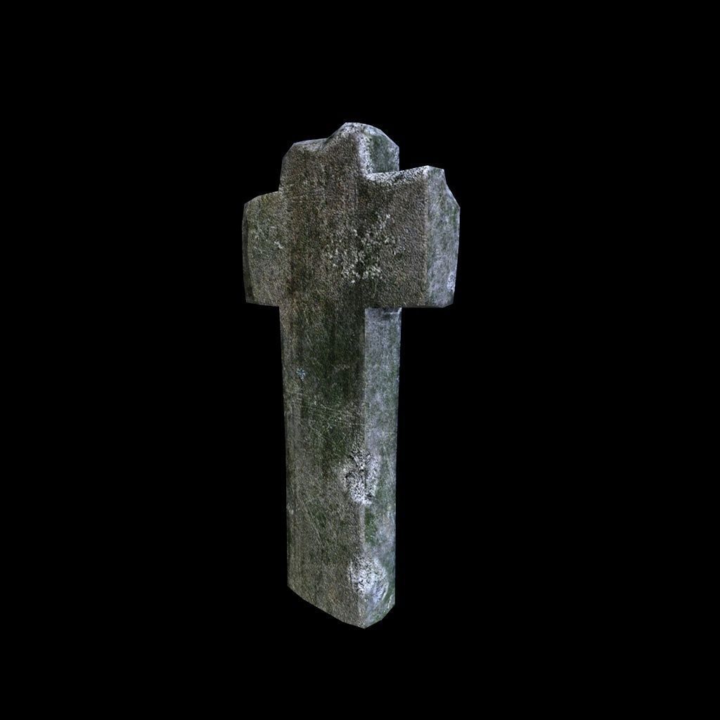 OldGravestone5 stone cross Low-poly 3D model_3