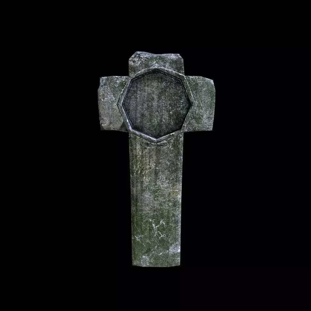 OldGravestone5 stone cross Low-poly 3D model_0