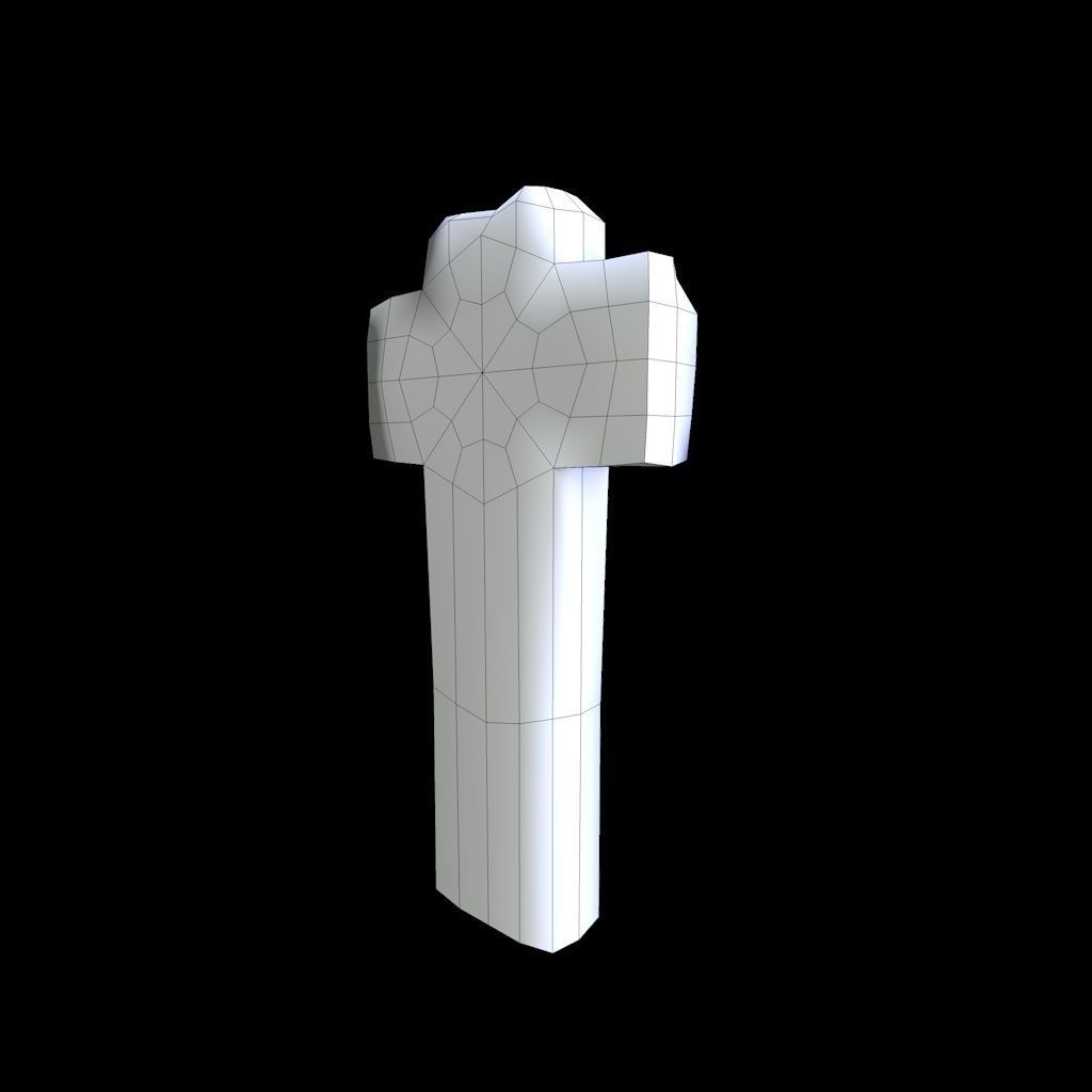 OldGravestone5 stone cross Low-poly 3D model_7