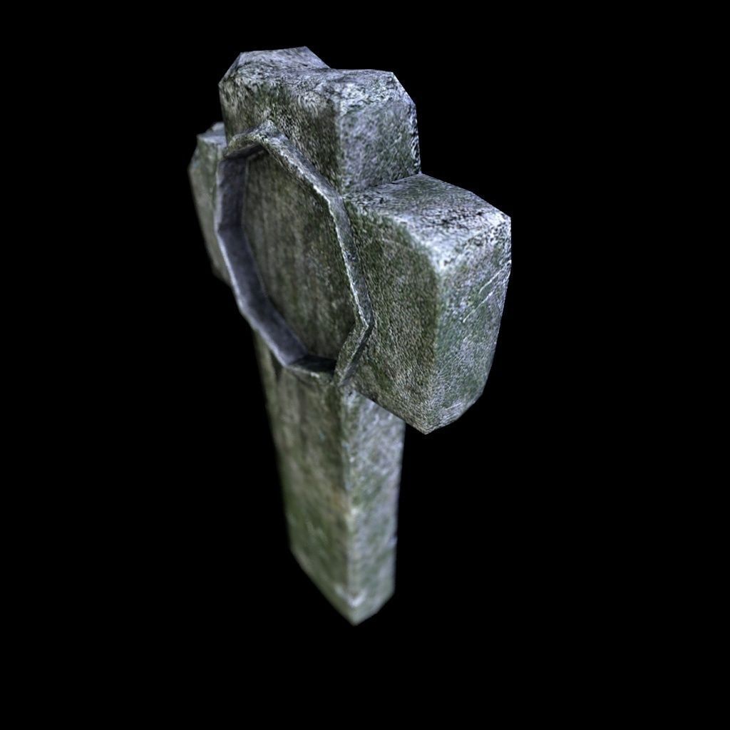 OldGravestone5 stone cross Low-poly 3D model_4